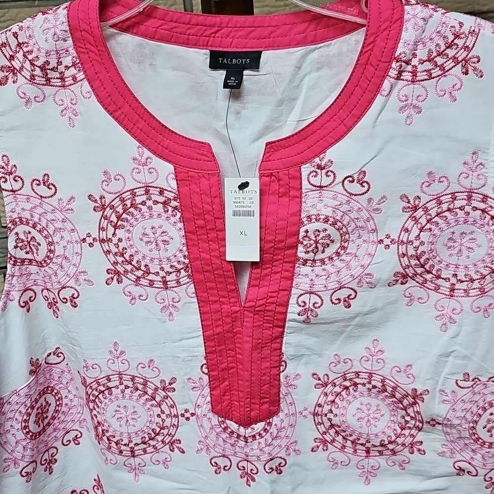 NWT Talbots Scalloped Edge Tunic Embroidered - Artistic MedallSz XL - Picture 2 of 10